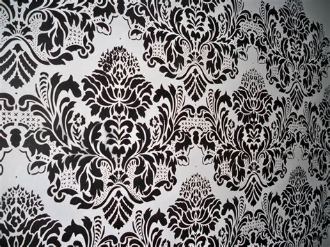 Damask Stencil Black And White Damask Stencil To Look Like Wall Paper