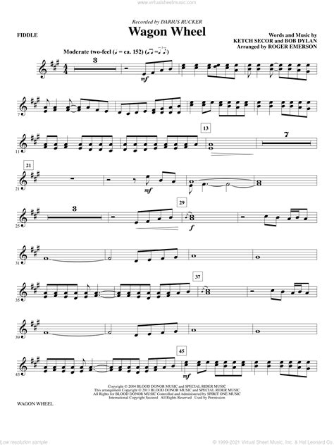 Download And Print Wagon Wheel Sheet Music For Orchestra Band Violin
