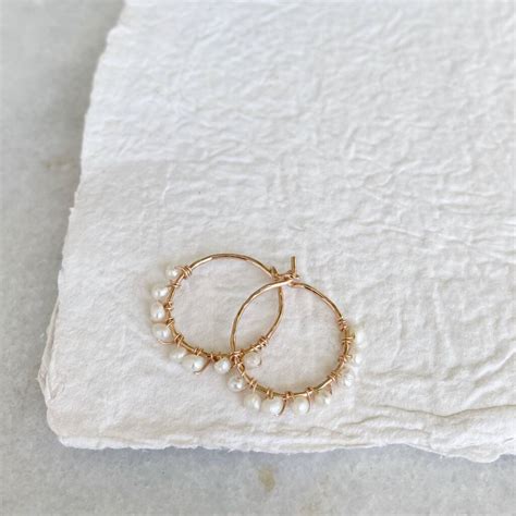 Mini Pearl Wrapped Hoop Earrings By Samphire Jewellery