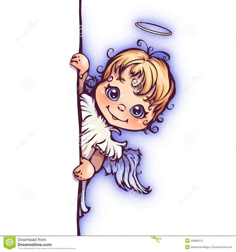 Vector Illustration Of Cute Angel With Panel For Stock