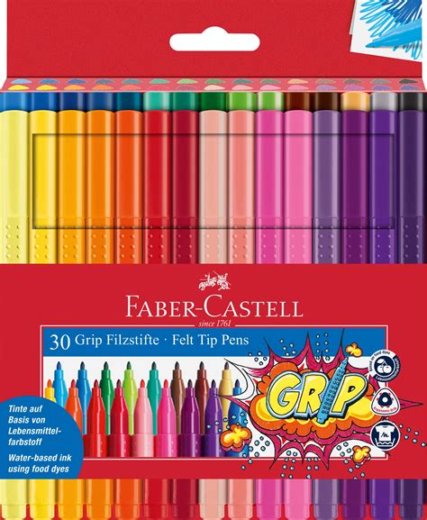 Faber Castell Grip Colour Felt Tip Pens Set Of 30 Uk