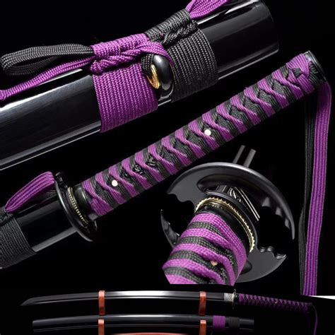 Black Purple Japanese Samurai Sword T1095 High Carbon Steel Katana