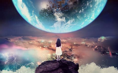 Children Earth World Mist Clouds Nature Photoshop Digital Art