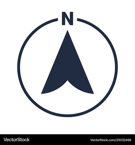 North Arrow Icon N Direction Pointer Symbol Vector Image