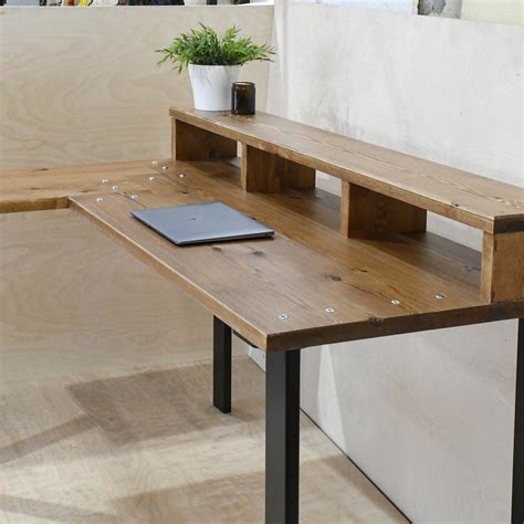 Temiz Solid Wood Corner Desk With Shelf Choice Of Bases Etsy