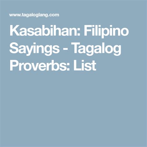 Kasabihan Filipino Sayings Tagalog Proverbs List Filipino Quotes