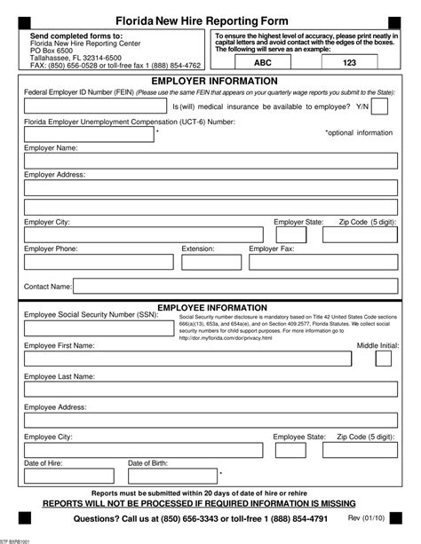 Florida Florida New Hire Reporting Form Fill Out Sign Online And