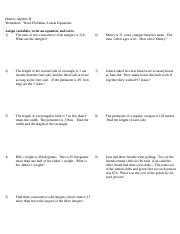 Awesome candy and ribbon students are asked to solve multi step word from algebra word problems worksheet pdf , source:twilightblog.net. Word Problems Linear and Inequalities.pdf - Honors Algebra ...