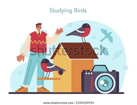 Ornithologist Concept Professional Scientist Studying Birds Stock