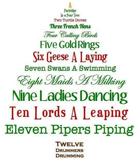 What Are The Lyrics To 12 Days Of Christmas In Order Printable Online