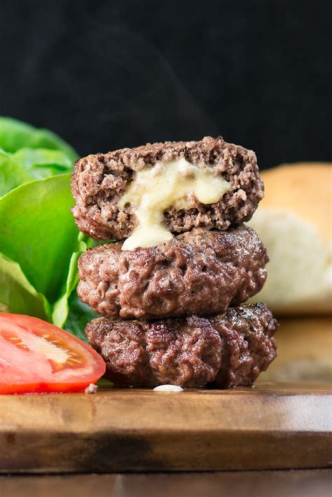 Homemade Cheese Stuffed Burgers Charlotte S Lively Kitchen