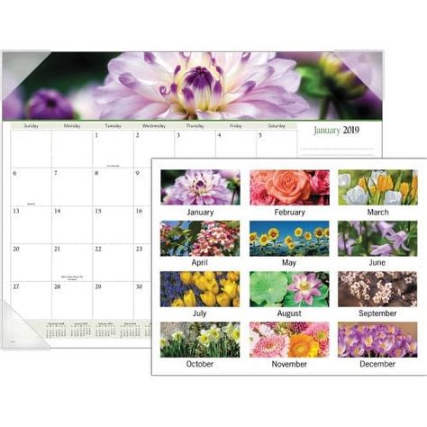 At A Glance Panoramic Floral Image Monthly Desk Pad Julian Dates