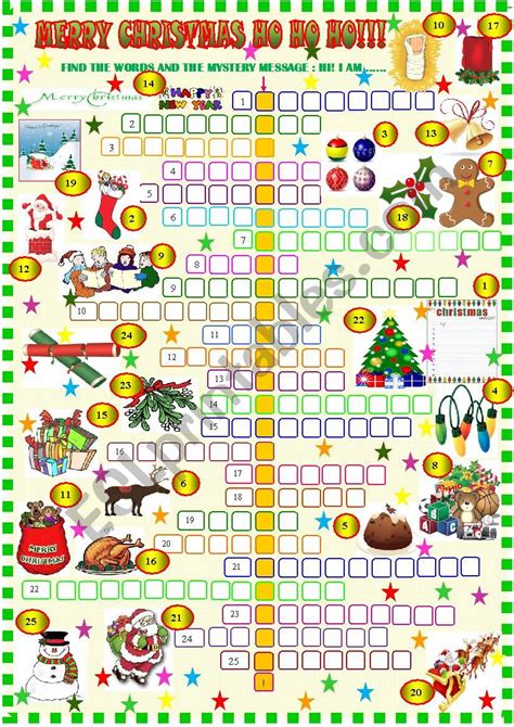Christmas Crossword Puzzle Worksheet Answers