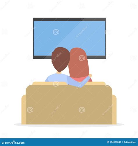 Couple Watching Tv Stock Vector Illustration Of Light 114076848