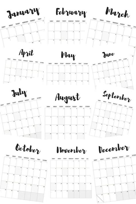 Free Printable Calendar Black And White Calendar Printables Free
