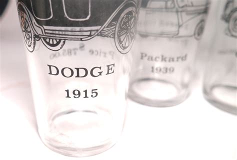 Four Mid Century Hazel Atlas Vintage Car Vintage Automobile Water Glasses Tumblers High