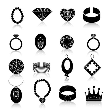 Premium Vector Jewelry Icon Set Black