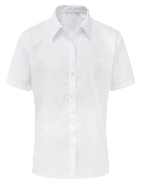 Girls School Shirt Uniform Short Sleeve White Sky Blue Age 2 18 Years