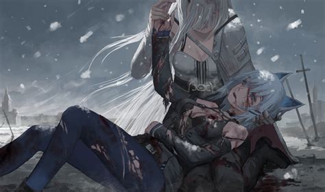Fantasy Girl Anime Anime Girls Blood Death Snow Animal Ears Torn