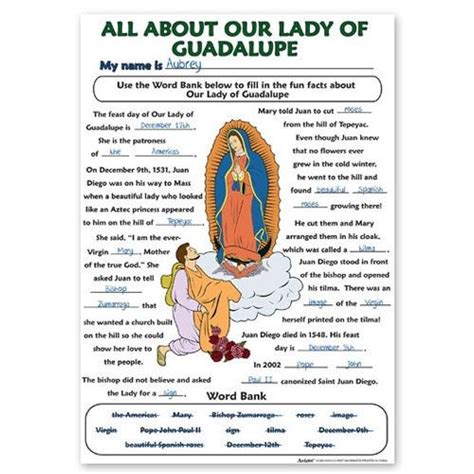 Our Lady Of Guadalupe Worksheet