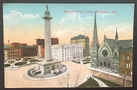 Mount Vernon Place Baltimore Md 1912 Rinn Publ Co 54 Hippostcard