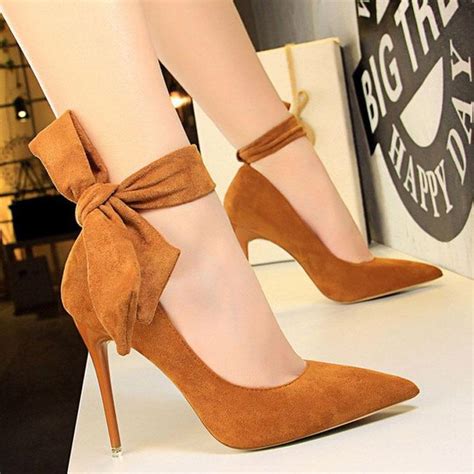 Sweet Bow Knot Pointed Toe High Heels Shoes Ratecuteshop Shoes Heels Classy Suede Shoes