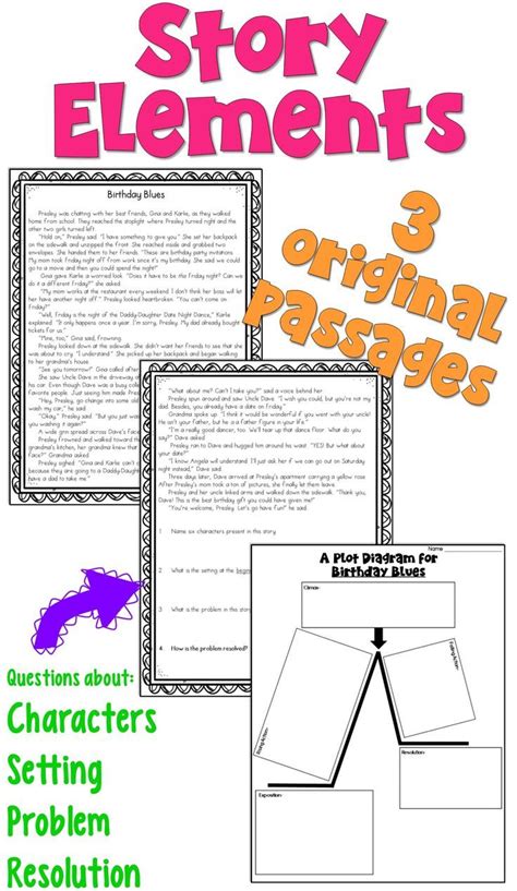 Story Elements Worksheets With Plot Diagrams 3 Practice Passages