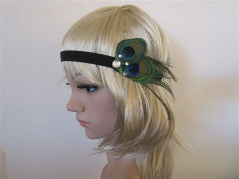 Vintage Style Peacock Feather 1920s Flapper Style Headband Ebay