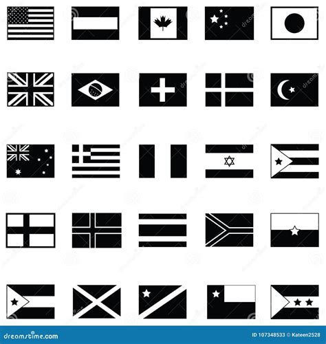 World Flag Icon Set Stock Vector Illustration Of World 107348533