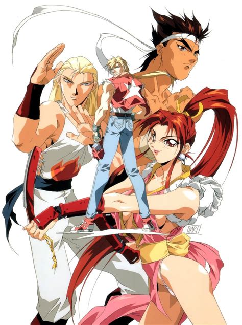 shiranui mai terry bogard andy bogard and joe higashi fatal fury drawn by oobari masami