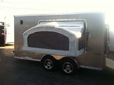 7 X 14 Enclosed V Nose Motor Cycle Cargo Trailer With Fold Out Bed