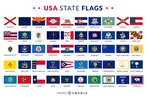 Usa State Flags Collection Vector Download