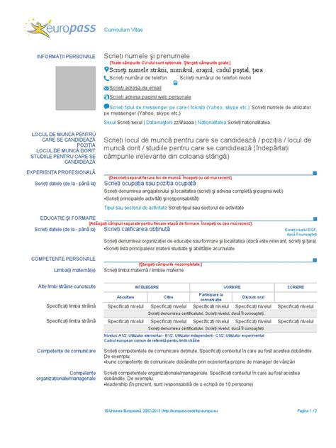 Model Cv Europass Pdf