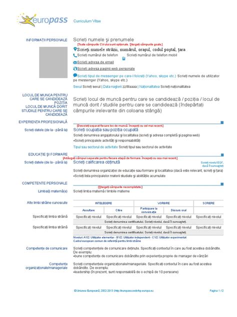 Europass Cv Pdf