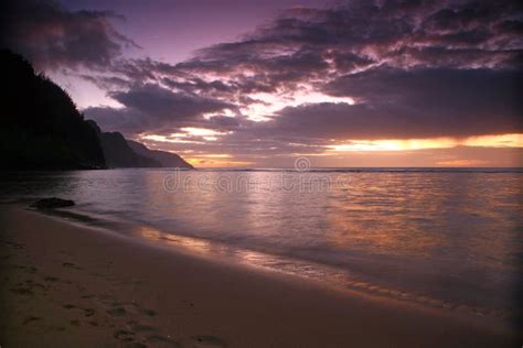 Sunrise In Kauai Hawaii With Bold Colors Stock Image Image Of