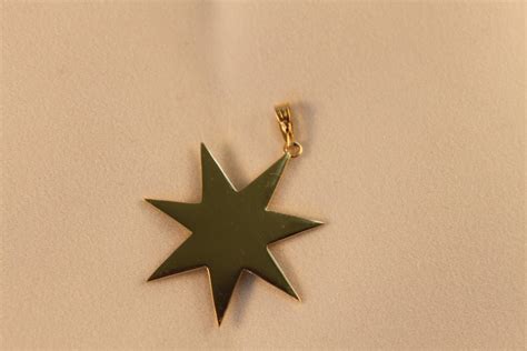 Seven Pointed Open Star Pendant Solid 14k Gold Etsy