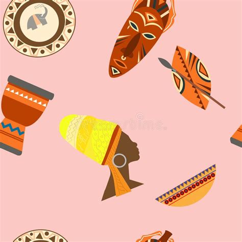 Africa Safari Set Vector Icons Ritual Objects And Traditional Stock