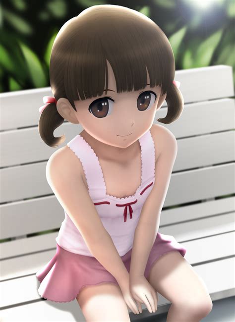 Siraha Doujima Nanako Atlus Persona Persona 4 Highres 1girl Bare Shoulders Bench Brown