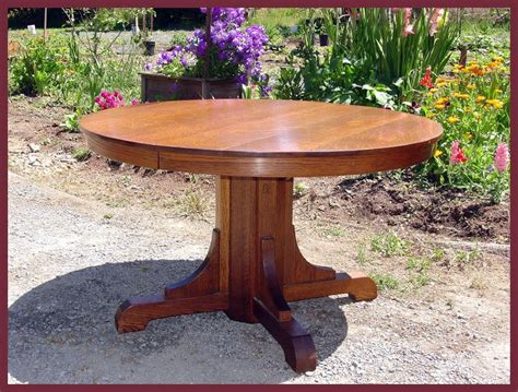 Custom made mountain ash and walnut trimmed dining table on a solid wood trestle base. Voorhees Craftsman Mission Oak Furniture - Original ...