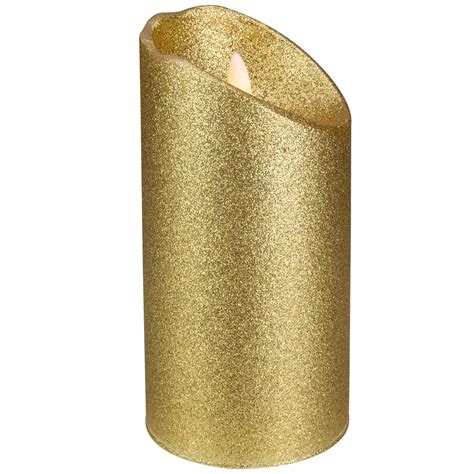 6 Led Gold Glitter Flameless Christmas Decor Candle Christmas Central