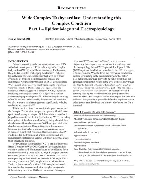 Pdf Wide Complex Tachycardias Understanding This Complex Condition