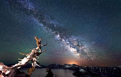 Wallpaper The Sky Stars The Milky Way Oregon Landscape Night Sky