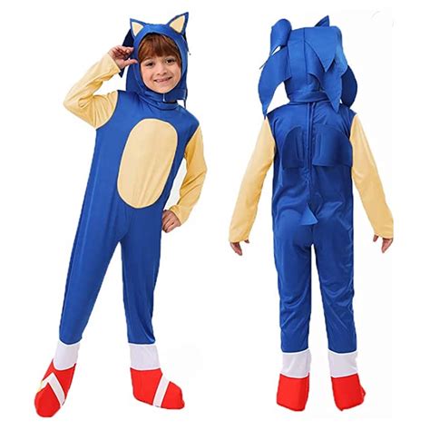 Anime Sonic The Hedgehog Costume Kids Fantasy Speed Cospaly Jumpsuit
