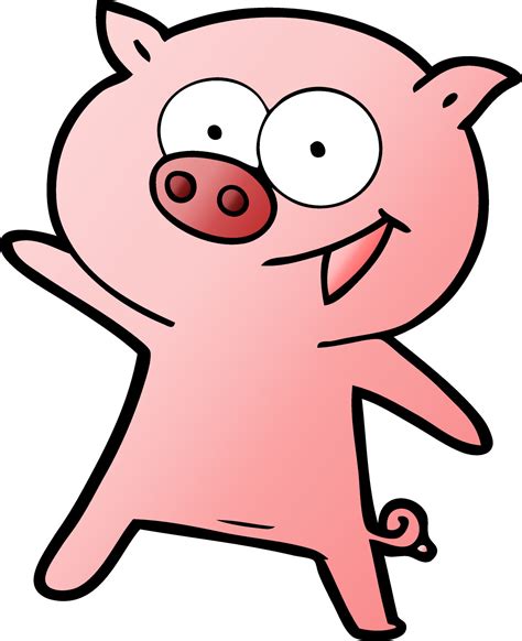 Cheerful Dancing Pig Cartoon 12427673 Vector Art At Vecteezy
