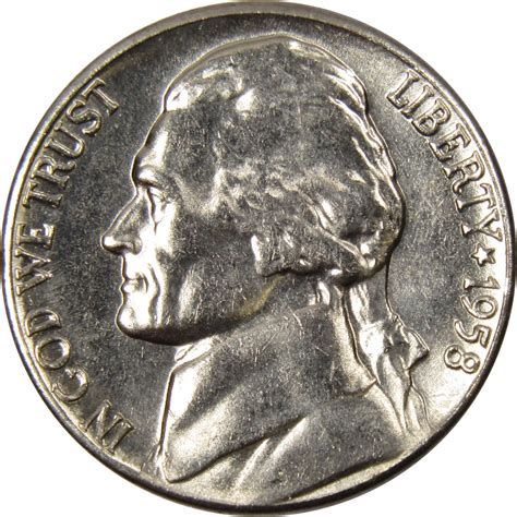 1958 D 5c Jefferson Nickel Us Coin Bu Uncirculated Mint State Ebay