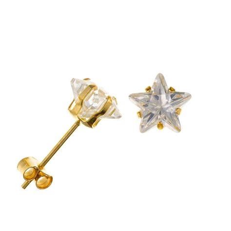 Cz Star Stud Earrings With 9ct Yellow Gold Arran View