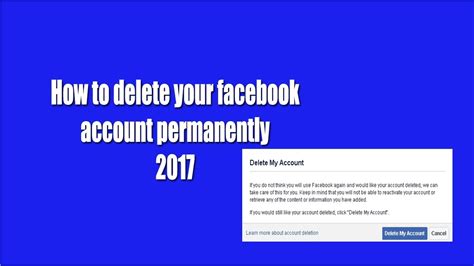 From nguyen thanh thao on august 15 if someone know how to delete old facebook account i would appreciate your help. How to delete permanently your facebook account 2017 - YouTube