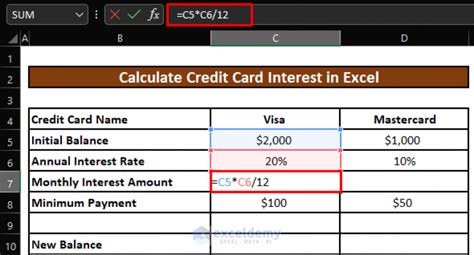 How To Calculate Credit Card Interest In Excel 3 Easy Steps Exceldemy