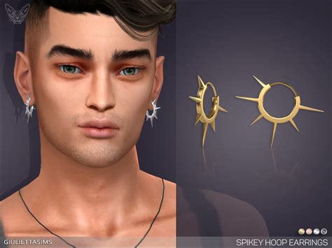 Sims 4 — Spikey Hoop Earrings By Feyona — Spikey Big Hoop Earrings Come