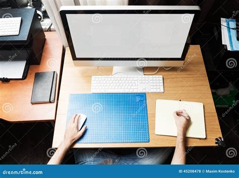 Freelance Developer Or Designer Working At Home Stock Photo Image Of